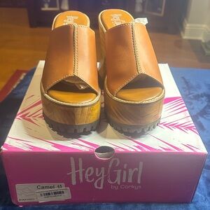 Corkys Camel Leather Mules